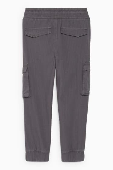 Copii - Pantaloni cargo - straight fit - gri închis