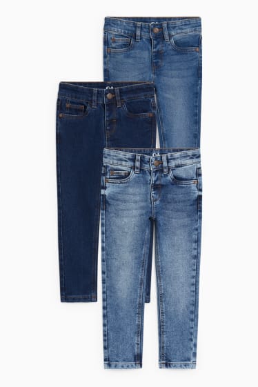 Kinder Jungen - Multipack 3er - Skinny Jeans - blau-melange