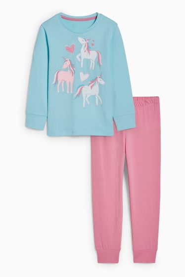 Niños - Unicornio - pijama - 2 piezas - turquesa