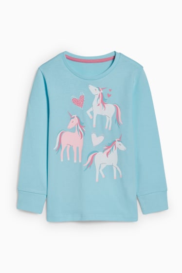Niños - Unicornio - pijama - 2 piezas - turquesa
