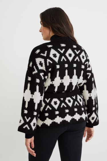 Women - Cardigan - patterned - black / white