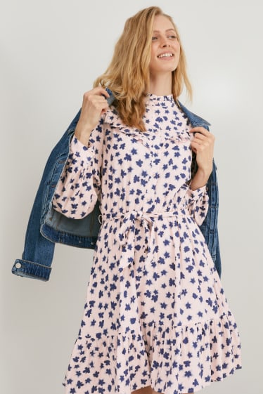 Femmes - Robe fit & flare - à fleurs - rose / bleu