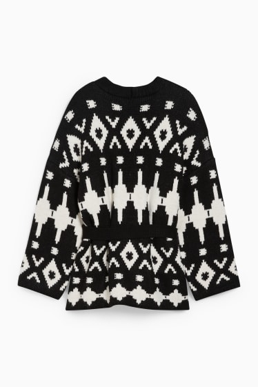 Women - Cardigan - patterned - black / white