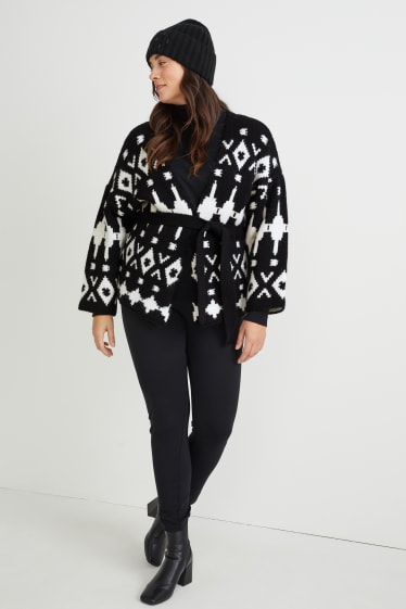 Women - Cardigan - patterned - black / white