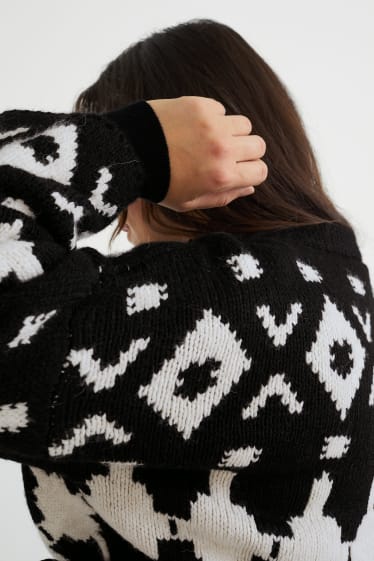 Femmes - Gilet en maille - à motif - noir / blanc