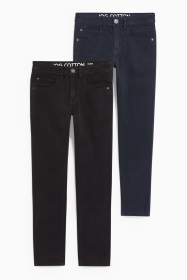 Copii - Multipack 2 perechi - pantaloni - slim fit - albastru / negru
