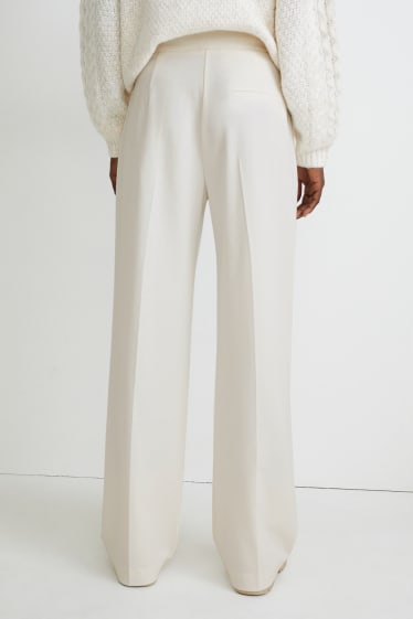 Dona - Pantalons de tela - high waist - wide leg - blanc