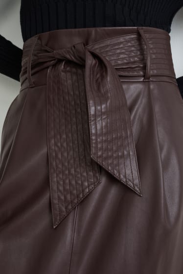 Women - Skirt - faux leather - brown