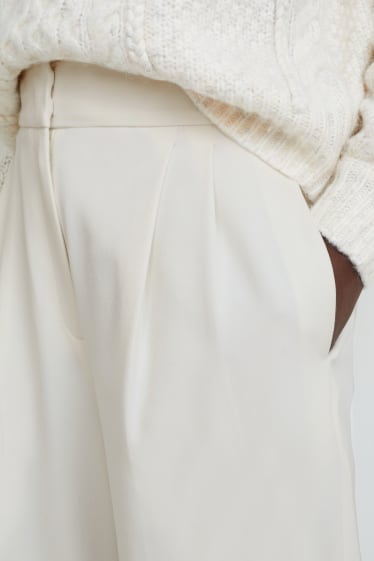 Femmes - Pantalon en toile - high waist - wide leg - blanc