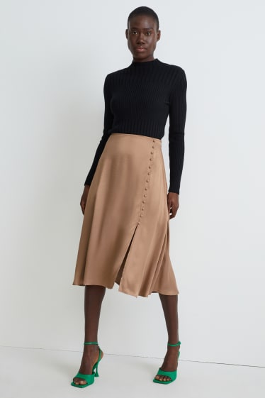 Mujer - Falda de raso - marrón