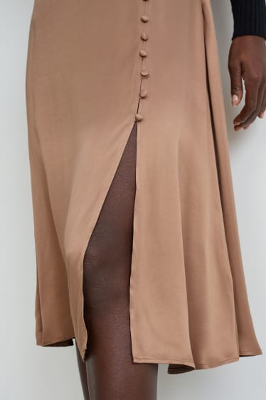 Kobiety - Satynowa spódnica - brązowy