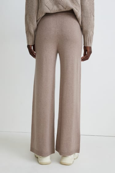 Dames - Broek van kasjmier - taupe