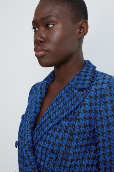 Mujer - Americana de felpilla - regular fit - de cuadros - azul oscuro