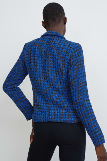 Femmes - Blazer en maille chenille - regular fit - à carreaux - bleu foncé