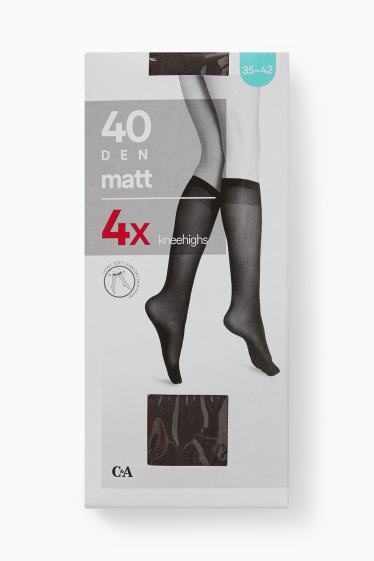 Damen - Multipack 4er - Feinkniestrümpfe - Komfortbund - 40 DEN - dunkelbraun