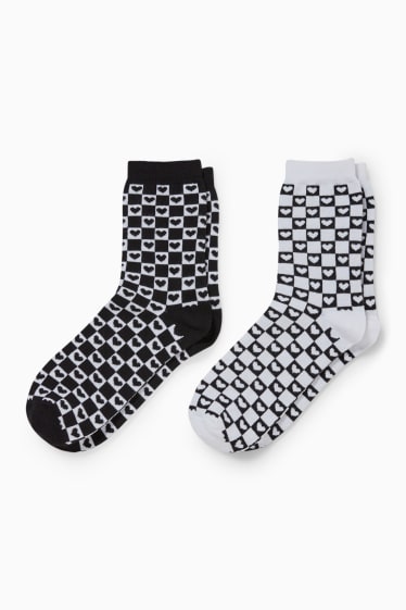 Dámské - CLOCKHOUSE - multipack 2 ks - ponožky - srdce - černá/bílá