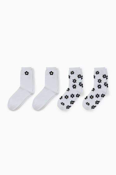 Damen - CLOCKHOUSE - Multipack 2er - Socken mit Motiv - Blumen - weiß