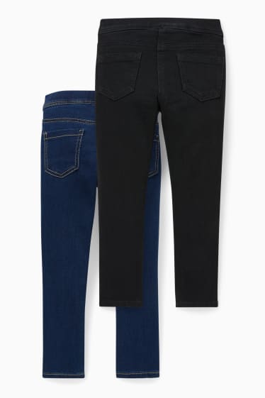 Enfants - Lot de 2 - jegging jeans - skinny fit - jean bleu foncé