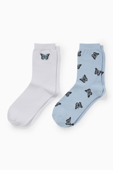 Dames - CLOCKHOUSE - set van 2 paar - sokken met motief - wit
