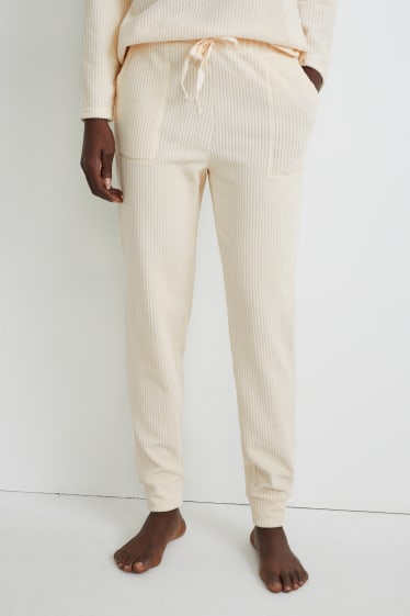 Damen - Pyjamahose - cremeweiss