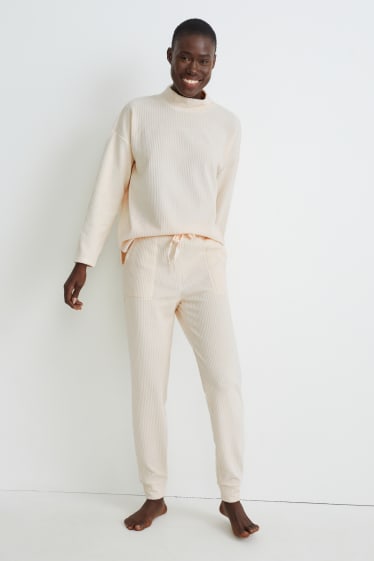 Damen - Pyjamahose - cremeweiss