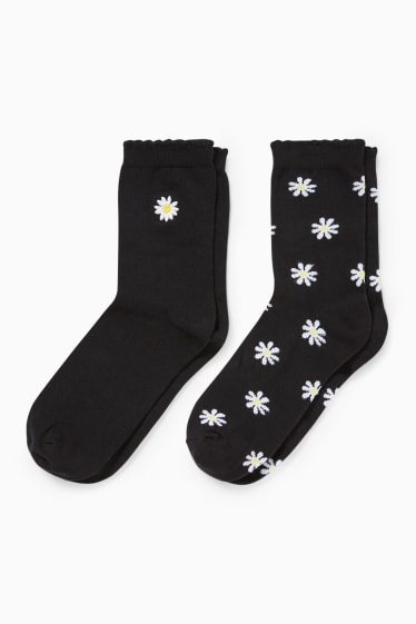 Teens & young adults - CLOCKHOUSE - multipack of 2 - socks with motif - floral - black