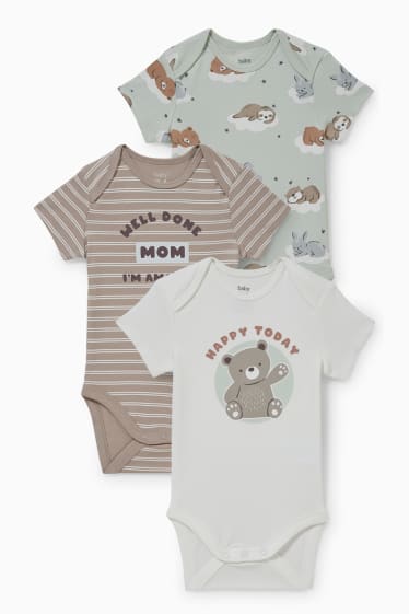 Unisexe - Lot de 3 - bodys pour bébé - blanc / turquoise