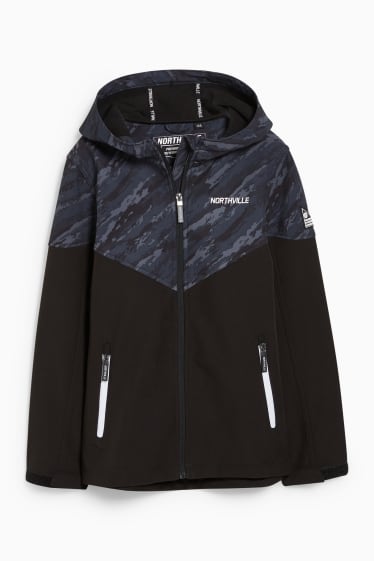 Enfants garçons - Veste softshell à capuche - gris foncé