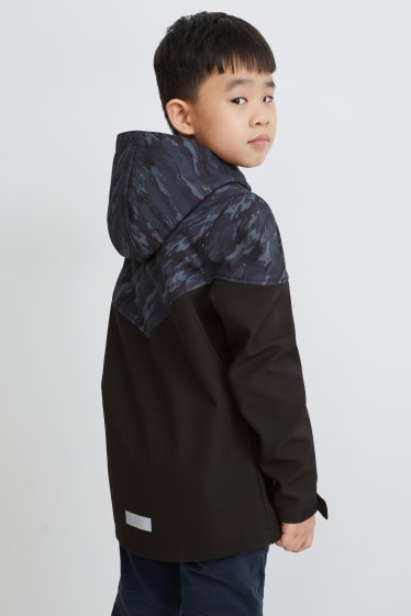 Dětské - Softshellová bunda s kapucí - tmavošedá