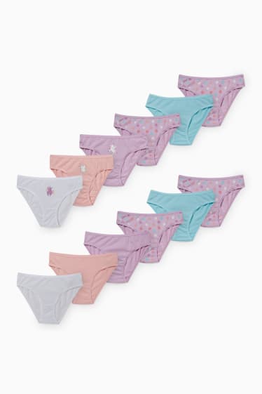 Enfants filles - Lot de 12 - culotte - rose / turquoise