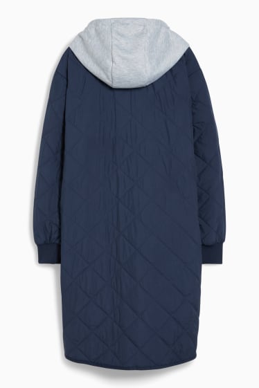 Dona - Abric embuatat amb caputxa - blau fosc