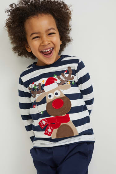 Kinder - Multipack 2er - Weihnachts-Sweatshirt und -Langarmshirt - blau