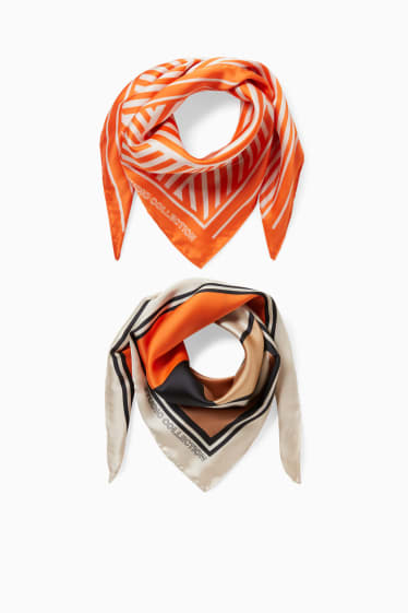 Donna - Confezione da 2 - foulard - fantasia - arancione