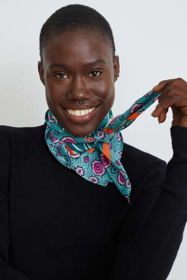 Femmes - Foulard - à motif - vert foncé