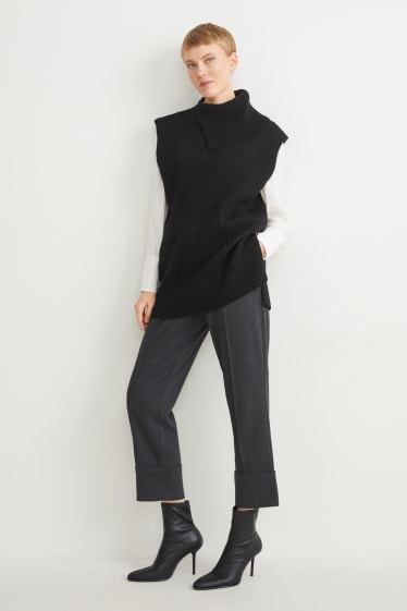 Dona - Pantalons de tela - cintura mitjana - tapered fit - gris fosc jaspiat
