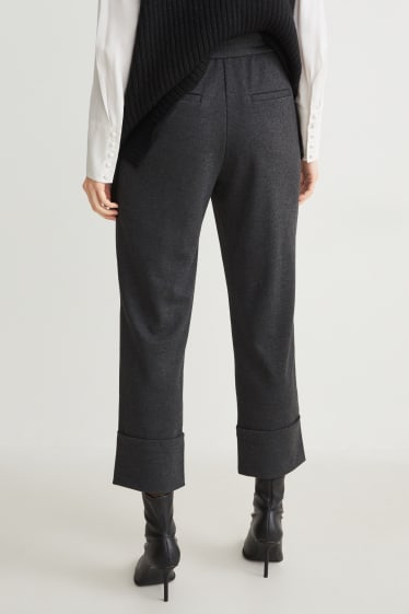 Dona - Pantalons de tela - cintura mitjana - tapered fit - gris fosc jaspiat