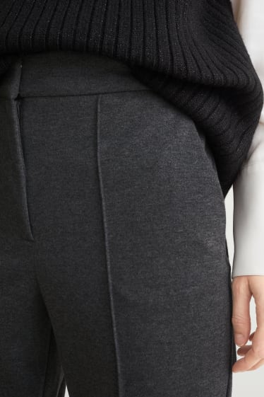 Dona - Pantalons de tela - cintura mitjana - tapered fit - gris fosc jaspiat