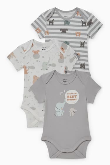 Babies - Multipack of 3 - baby bodysuit - white / gray