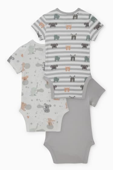 Bébés - Lot de 3 - bodys bébé - blanc / gris