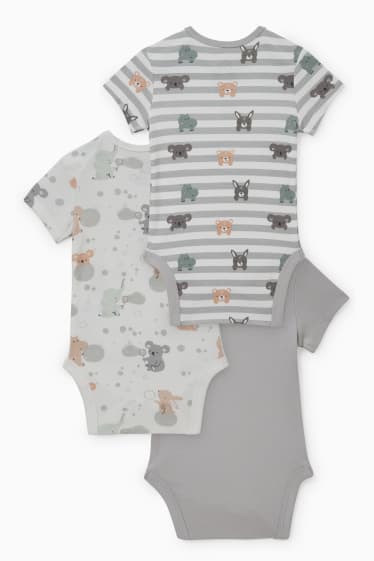 Babys - Multipack 3er - Baby-Body - weiß / grau