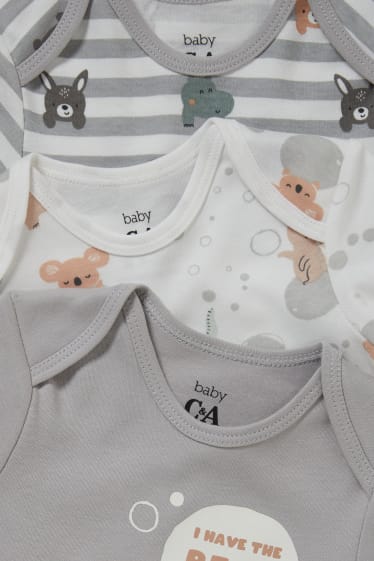 Bébés - Lot de 3 - bodys bébé - blanc / gris