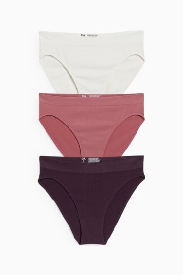 Donna - Confezione da 3 - slip - senza cuciture - LYCRA® - porpora