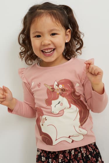 Kinderen - Set van 3 - longsleeve - donker rose