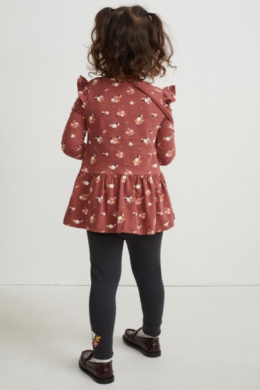 Enfants filles - Ensemble - haut à manches longues, leggings et sac - 3 pièces - bordeaux