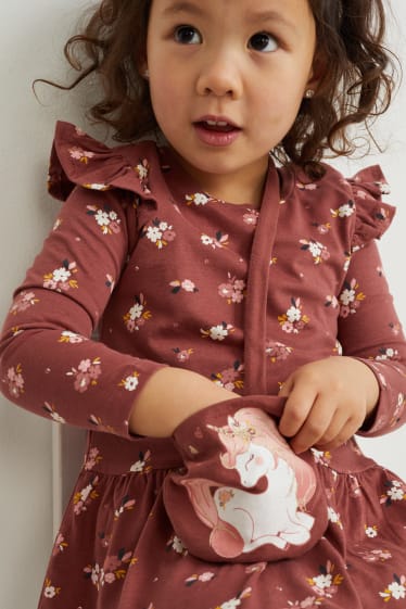 Bambini - Set - maglia a maniche lunghe, leggings e borsa - 3 pezzi - bordeaux