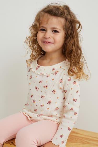 Kinderen - Set van 3 - longsleeve - crème wit