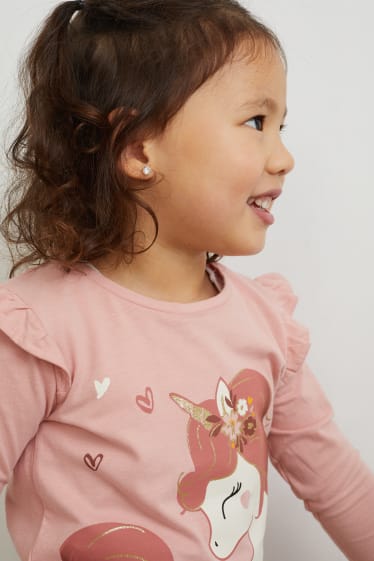 Kinderen - Set van 3 - longsleeve - donker rose