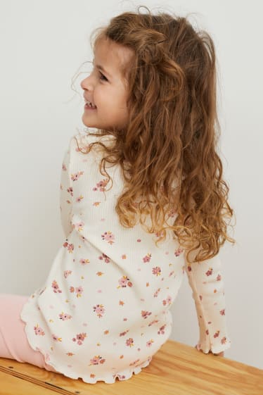 Kinderen - Set van 3 - longsleeve - crème wit