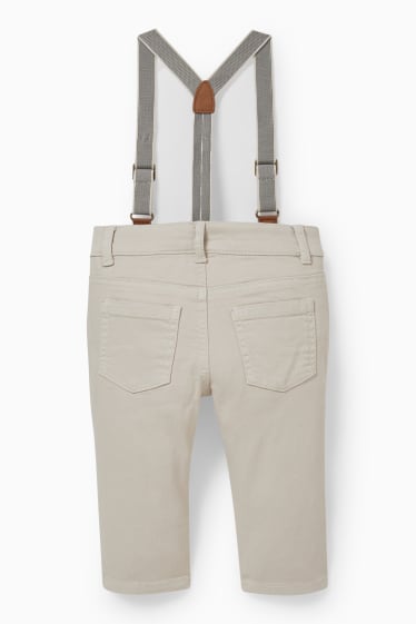 Neonati - Pantaloni con bretelle per neonati - bianco crema