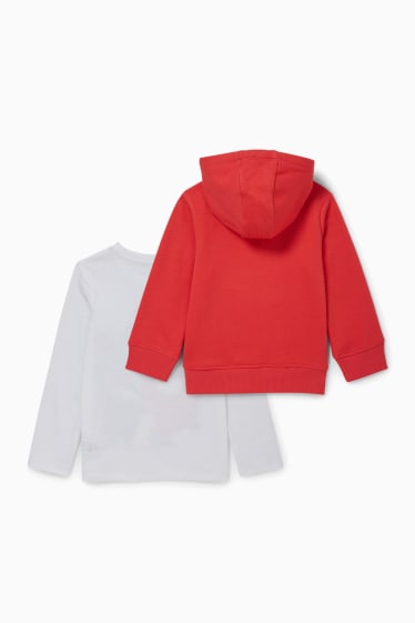 Kinder Buben - Multipack 2er - Hoodie und Langarmshirt - weiß